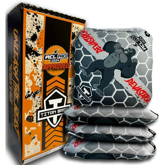 Titan Bags Devastator Cornhole Bags- Honeycomb Devastator Toss Bags- ACL Pro Approved Toss Bags- All Weather Bags- Indoor and Outdoor Bag- Professional Cornhole Bags- Oreo, Bags Set (Set of 4)