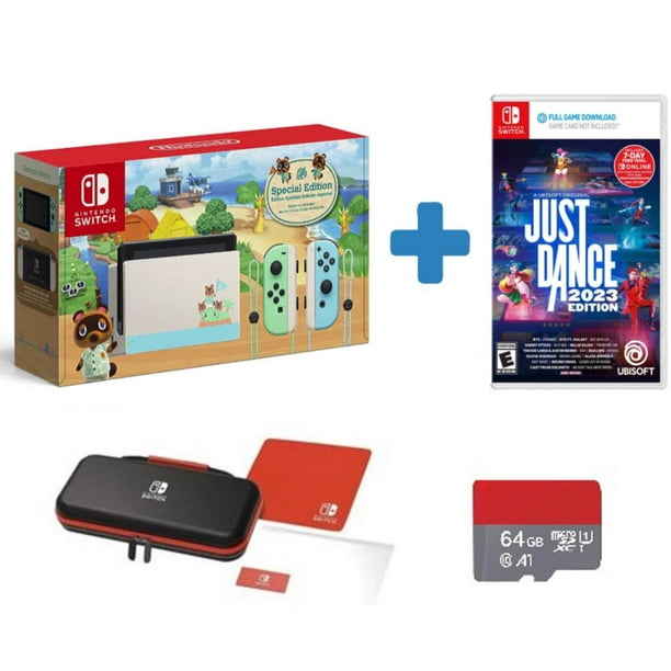 infancia tambor Distribuir New Nintendo Switch Animal Crossing Limited Edition Console - Bundle with  Just Dance 2023 + PowerA Carrying Case + 64GB MicroSD Card - Walmart.com