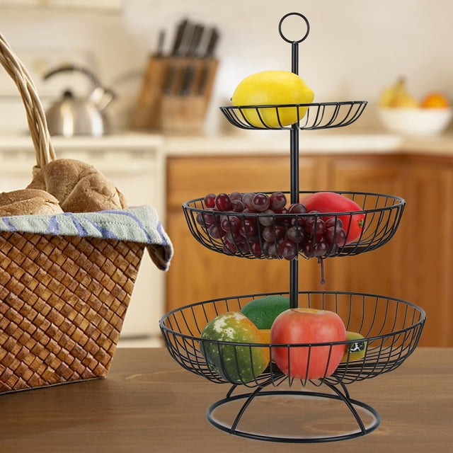 Fruit Plate, Wear Resistant Hollow Out Fruit Tray, For Home Kitchen Black