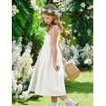 thumbnail image 3 of Oudiya Girls Summer Dress Maxi Spaghetti Strap Ruched Flowy Beach Boho Casual Teen Girl Party Sundress 6-14Y, 3 of 6