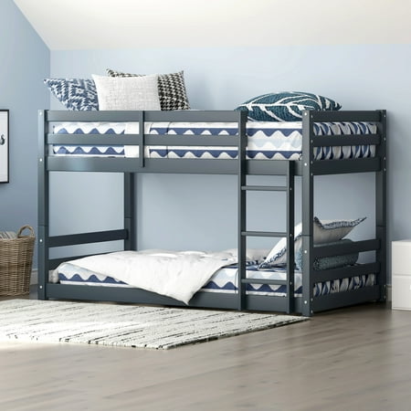 Campbell Wood Twin over Twin Floor Convertible Bunk Bed, Navy
