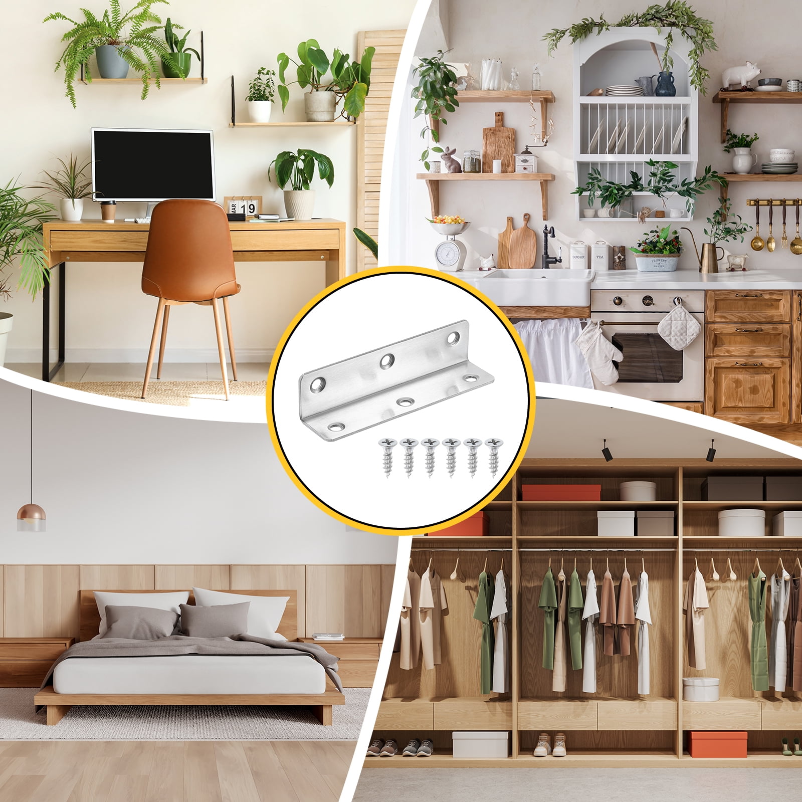 10Pcs L-Shaped Brackets Corner Brace, 0.98"x0.98"x3.94" Corner Bracket Shelf Bracket Right Angle Brackets for Wood Shelves Furniture (25x25x100mm, Silver)