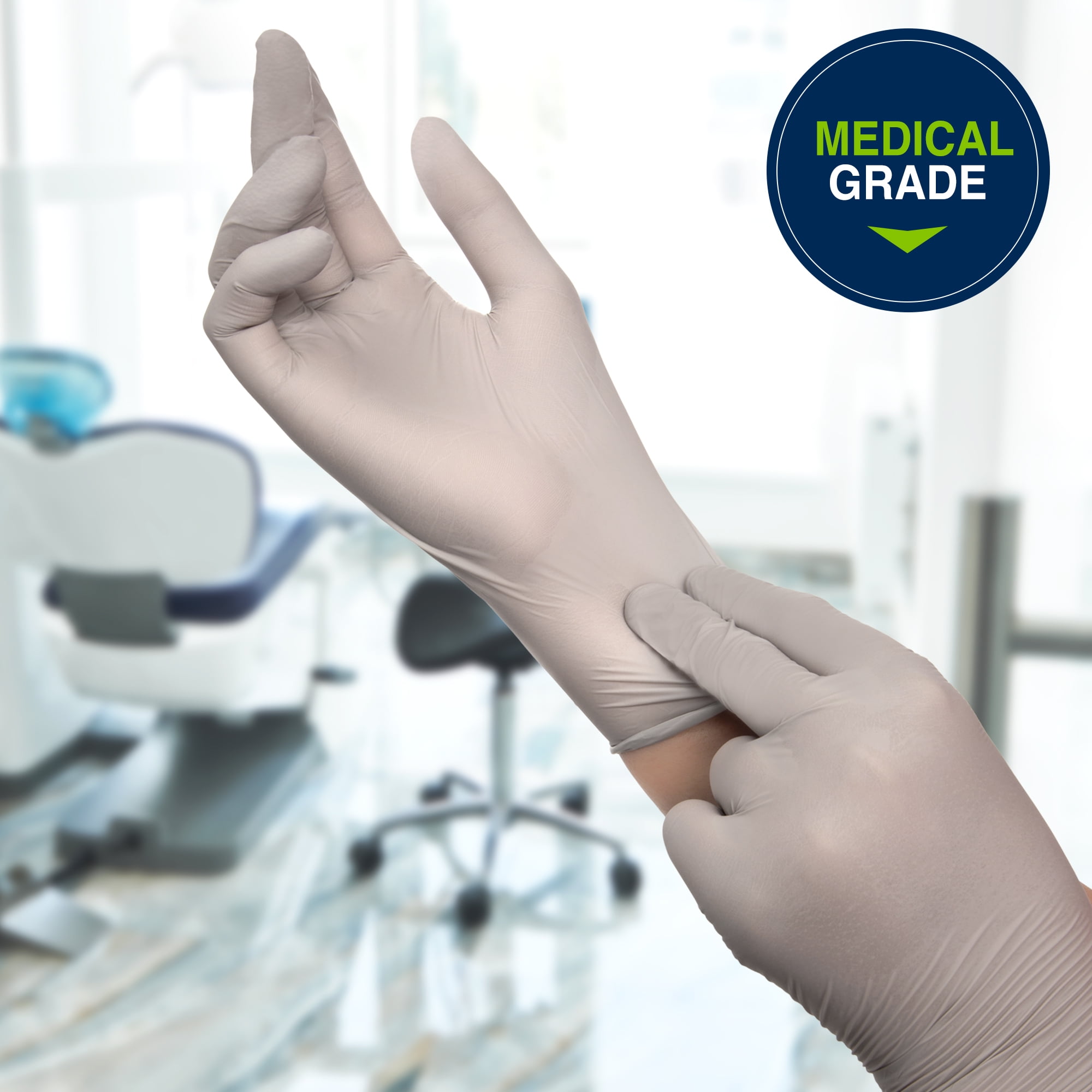 HALYARD Sterling SG Nitrile Powder Free Exam Gloves Disposable 3.7 mil, 9.5 Inches, Gray, Medium, 41659 (Box of 250)