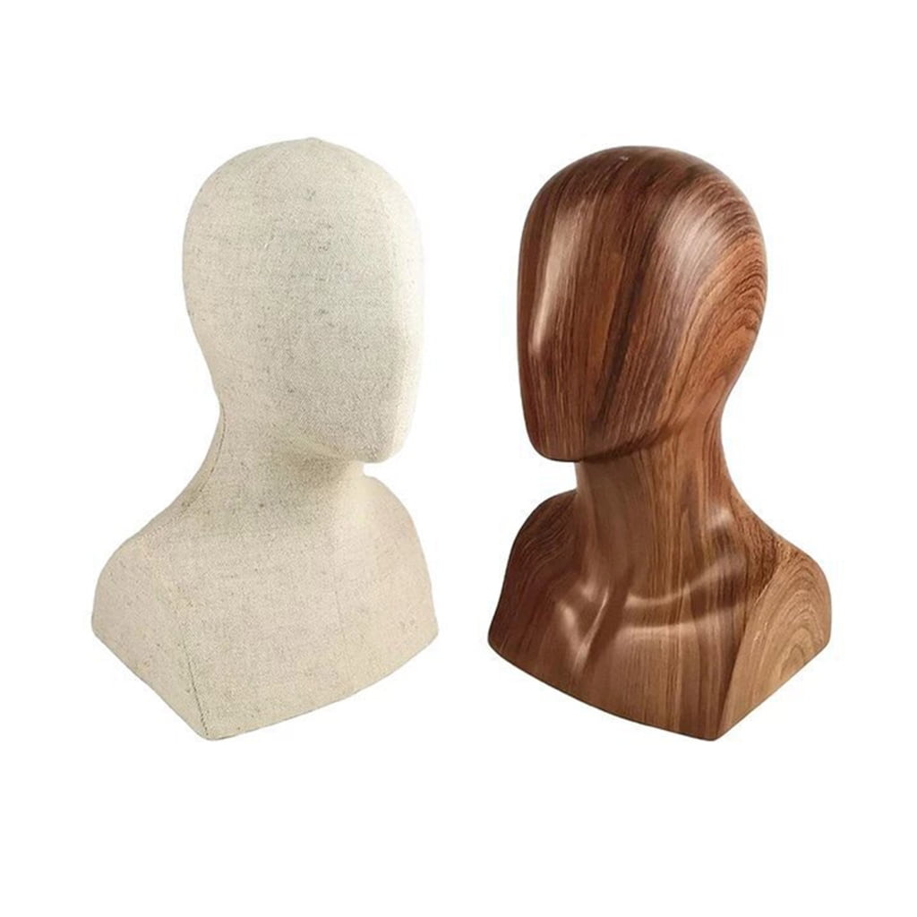 Tizuqe Professional Hat and Wigs Store Display Mannequin Head with Wood Grains Effect