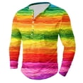 thumbnail image 1 of Men's Stripe Printing Button Casual Long Sleeve Round-Neck Blouses Shirts RXIRUCGD Multicolore, Taille: L, 1 of 4