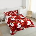 thumbnail image 3 of Feelyou Red Gothic Haloween Bedding Comforter Set, Kawaii Cartoon Ghost Pumpkin Twin Comforter Sets, Groovy Daisy Flower Reversible Bedding Set, Breathable Home Decor, 2-Piece, 3 of 8