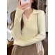 thumbnail image 1 of 2024 nuevo suéter femenino otoño medio abierto jersey con solapa en V versión coreana de manga larga usando suéter suelto tops ajustados con botones, 1 of 4
