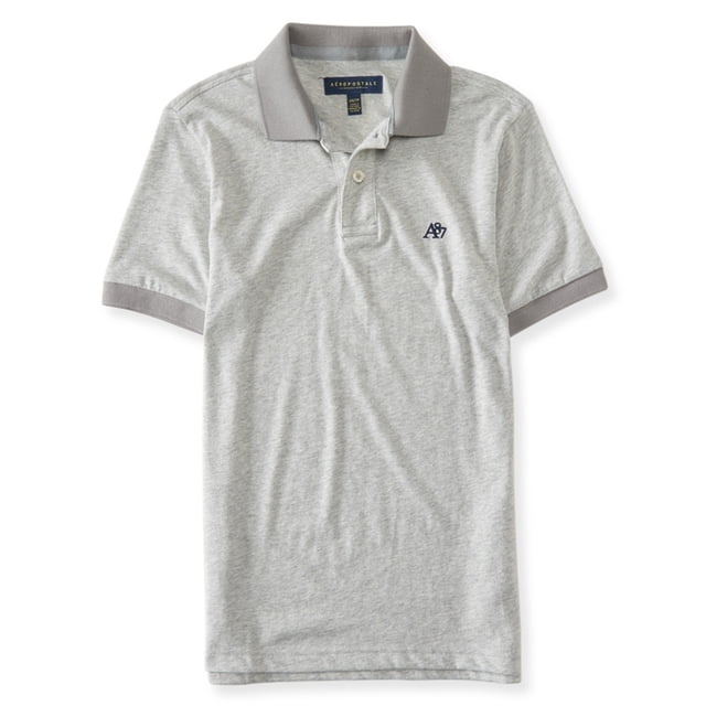 Aeropostale - Polo de rugby jaspeado A87 para hombre, gris, mediano Aeropostale polo, rugbi