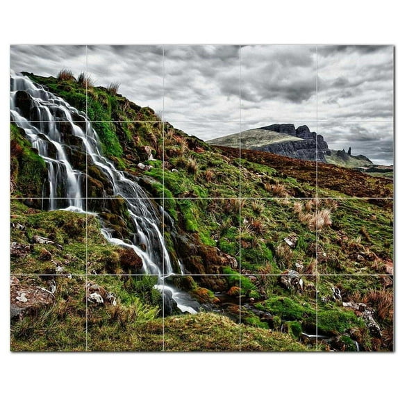 Waterfalls Ceramic Tile Mural Kitchen Backsplash Bathroom Shower, 401890-XL54