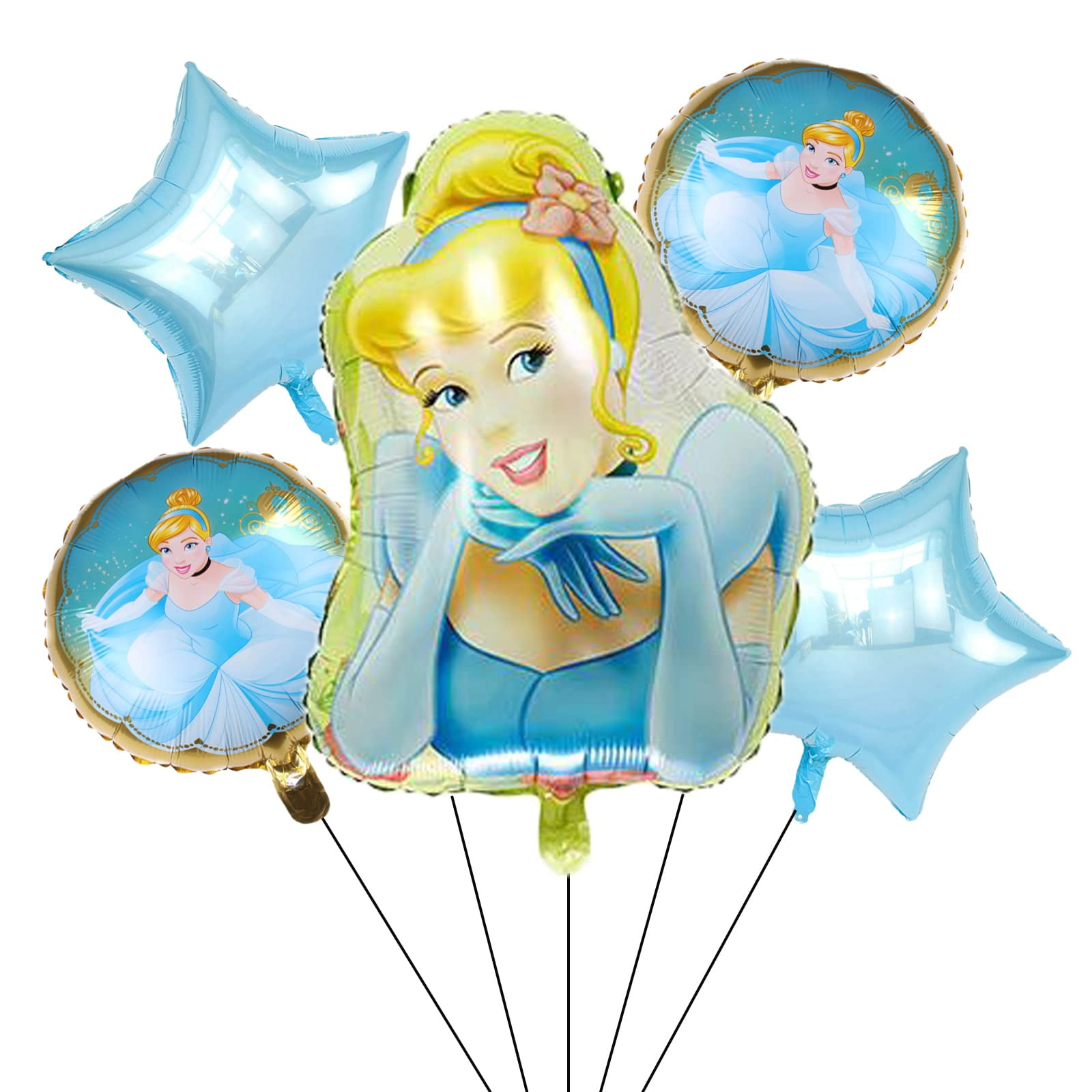 BXM 5PCS Cinderella Balloons for Kids Birthday Baby Shower Princess ...