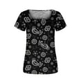 thumbnail image 4 of Sentuca Print Going Out Tops for Women Short Sleeve Square Neck Soft Casual Tops, 4 of 5