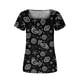 thumbnail image 5 of Fiudx Ofertas Flash Del Día Blusa Superior con Estampado de Manga Corta y Cuello Cuadrado, Informal, Cómoda Ya La Moda para Mujer, 5 of 5