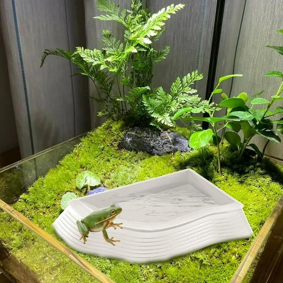 Tortoise Water Bowl with Ramp, Tortoise Food Water Bowl, Turtle Water Bowl, Tortoise Bathing Pool, Leaf Tortoise Food Water Pool Reptile Bathing Turtle Soaking Dish Aquarium Habitat Accessories