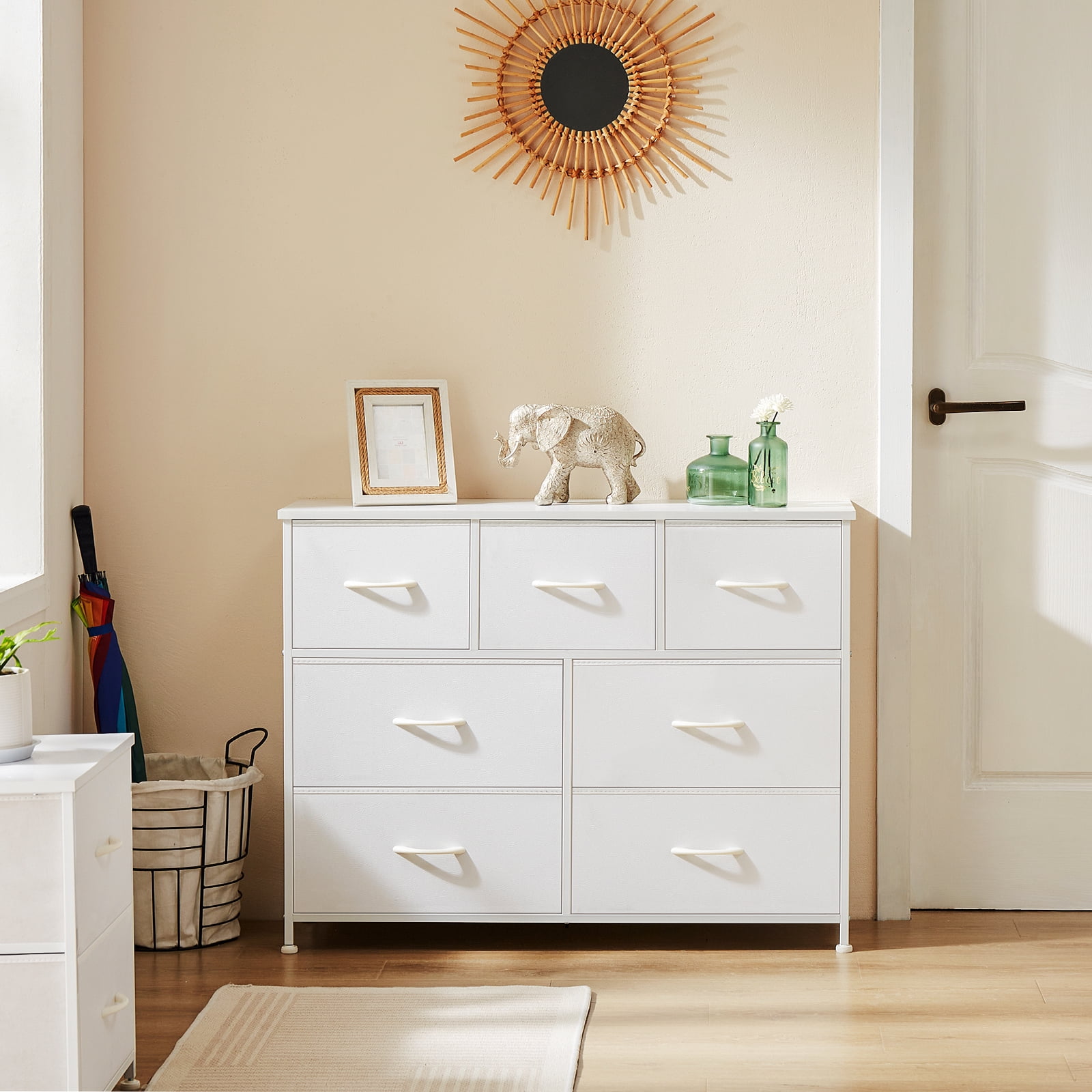 CONCETTA 7-Drawer Fabric Dresser Storage Chest for Bedroom, Closet, Storage Furniture for Adults, White