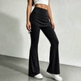 thumbnail image 4 of Fewfanhot Women Skirted Flared Yoga Pants, High Waist Drawstring Overlay Skirt Full Length Stretch Bootcut Workout Trousers, 4 of 7