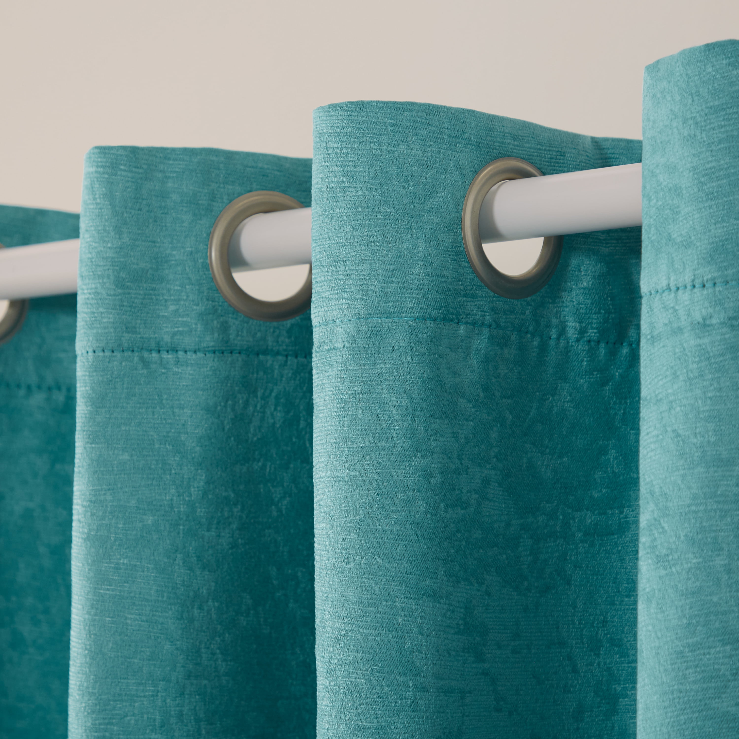TOWN & COUNTRY EVERYDAY Lustre Solid Heavyweight Textured Sateen Indoor Curtains, Room Darkening Opacity, Grommet Top, Energy Efficient, 2-Pack Set, 52"x84", Teal