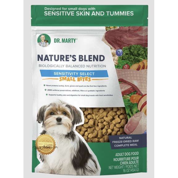 Dr. Marty Nature's Blend Sensitivity Select Small Bites Freeze-Dried Raw Dog Food, 16-oz