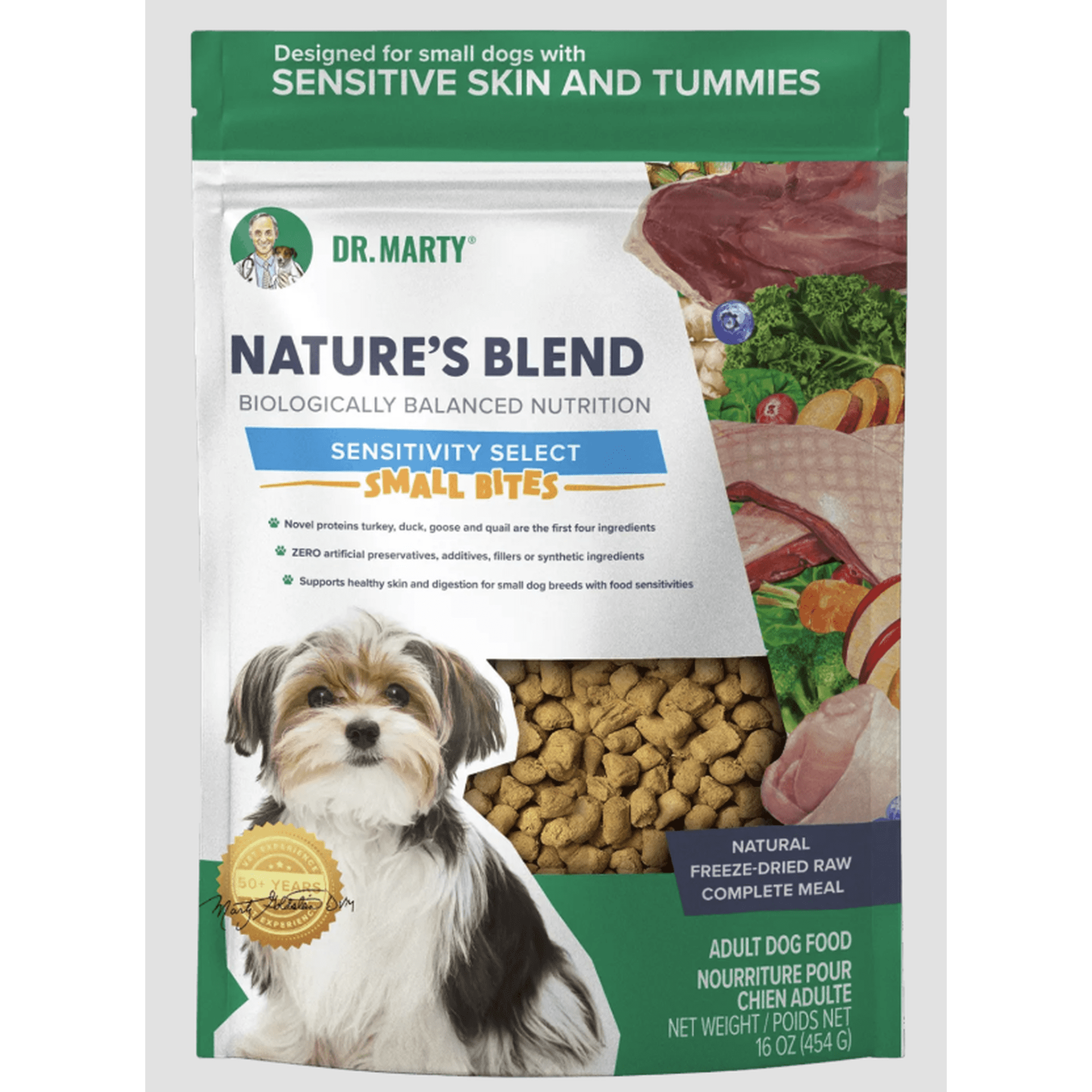Dr. Marty Nature's Blend Sensitivity Select Small Bites Freeze-Dried Raw Dog Food, 16-oz
