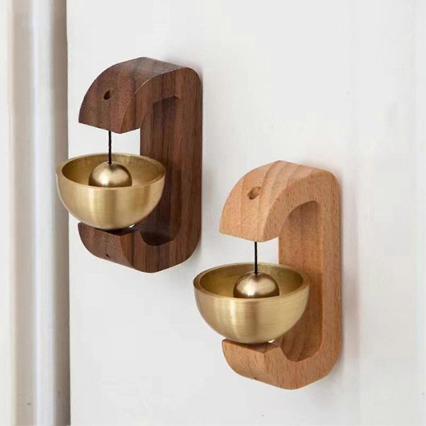 Timbre de comerciante para abrir puertas, timbre de madera magnético, timbre decorativo dorado con campana de latón - d p20241126984