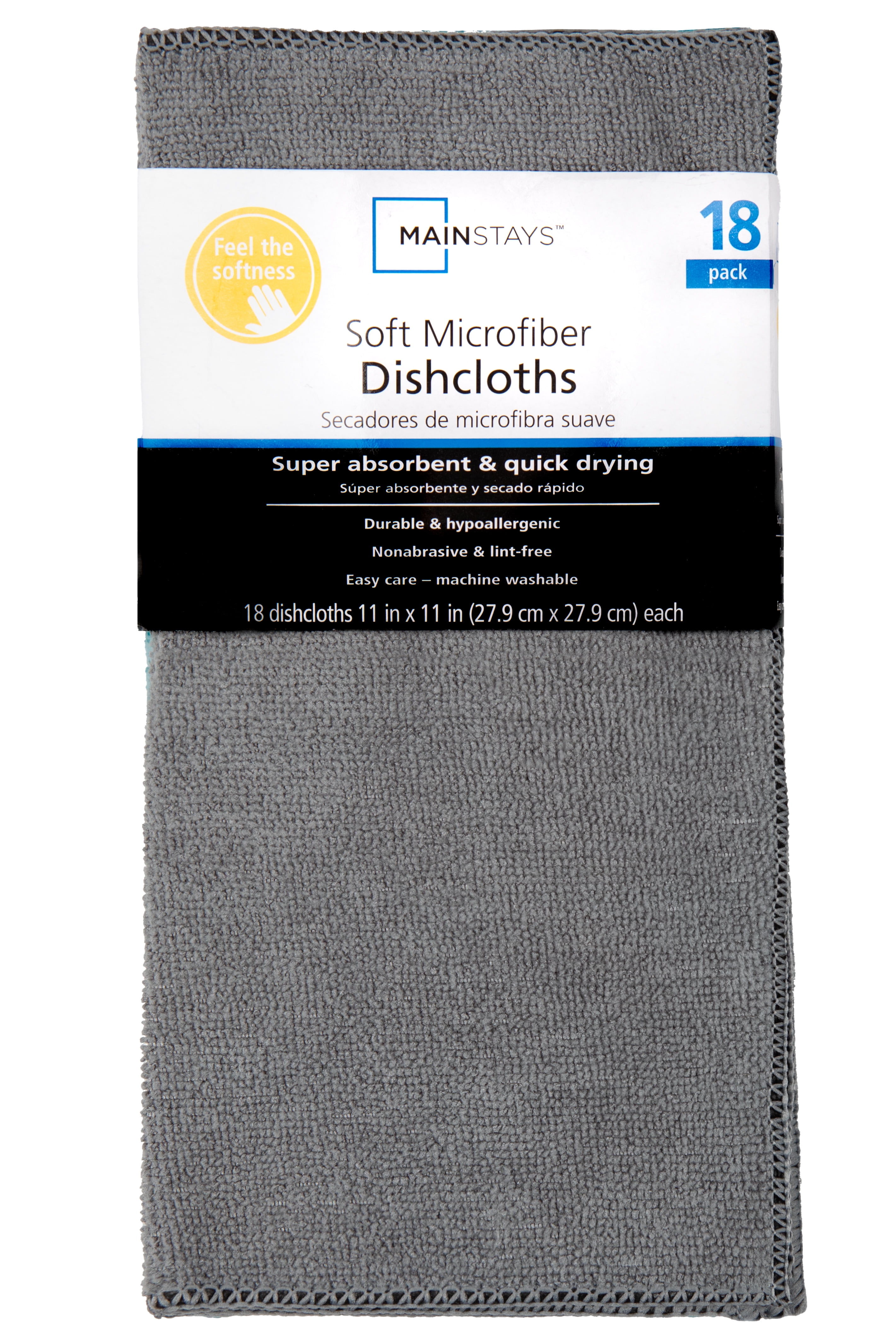 Mainstays Microfiber Assorted Solid Colors Dishcloths, 18 Piece 