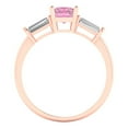 thumbnail image 4 of 1.5 ct Emerald Cut Simulated Pink Diamond Three-Stone Engagement Ring for Women in 18K Rose Gold, 4 of 5