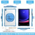 thumbnail image 6 of ELEHOLD Rugged Case For  Samsung Galaxy Tab A9+ 11Inch, Full Protection Transparent 360° Rotating Stand Cover, with Silicone Wrist Strap, Shoulder Strap,Lightblue, 6 of 12