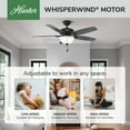 thumbnail image 5 of Hunter - Builder Indoor Ceiling Fan With Light, 52-inch, Matte Black, Traditional-style, 3-speed WhisperWind Motor, 52386, for living rooms, bedrooms, home offices, kitchens, 5 of 13