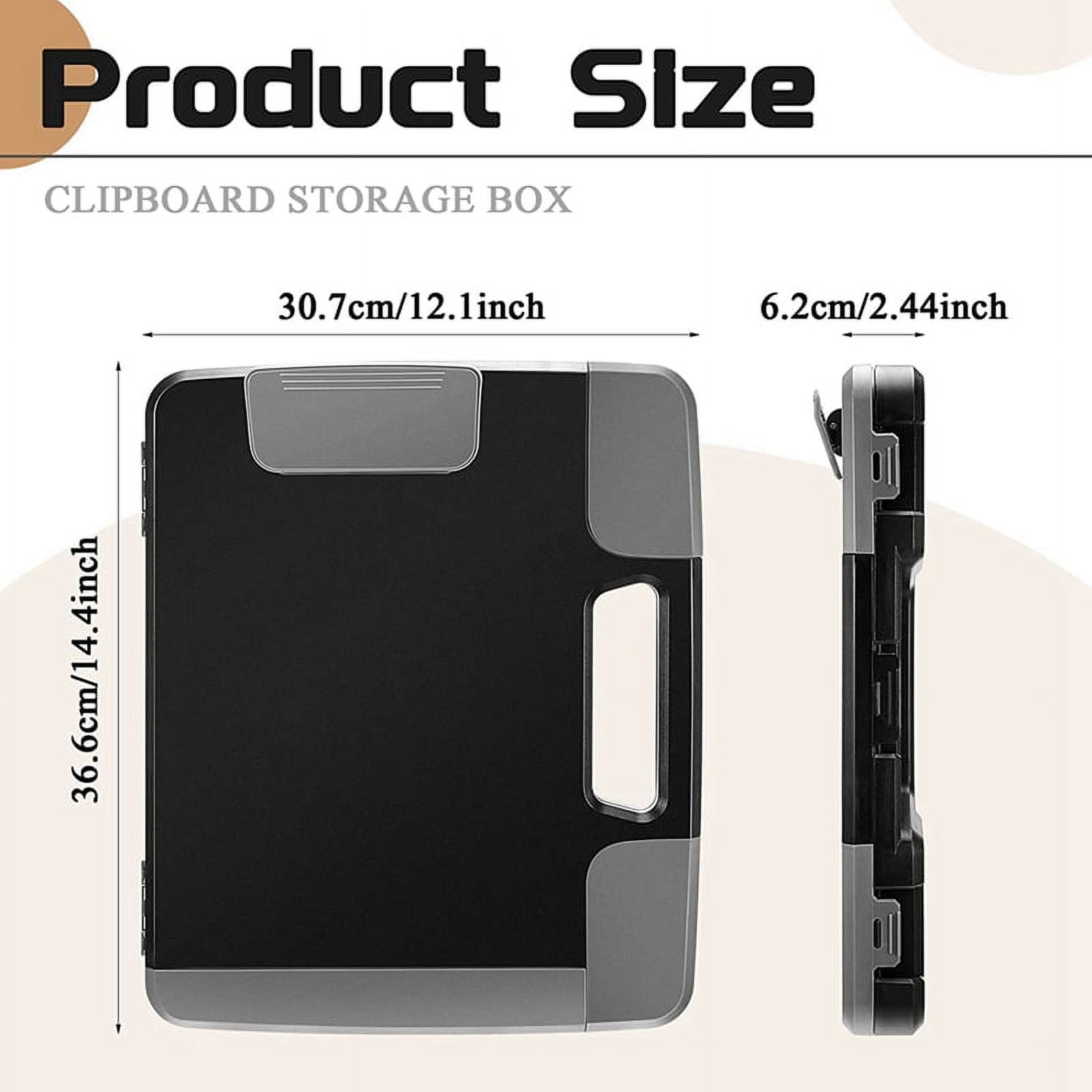 Black Clipboard with Storage Plastic Clipboard Storage Case with Handle Storage Construction Binder 14.4x12.1x2.44Inch