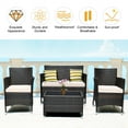 thumbnail image 5 of Costway 4PCS Patio Wicker Furniture Set Sofa Chair with Brown & Grey Cushion Covers Garden, 5 of 11