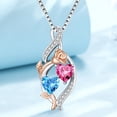 thumbnail image 3 of Taioiat Double Birthstone Necklaces for Women 18K Gold Plated Birthstone Rose Flower Jewelry Anniversary Valentines Day Mother's Day Birthday Gifts for Her Wife Girlfriend Mom, 3 of 7