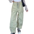 thumbnail image 2 of xiaxaixu Women Baggy Pants Solid Color Drawstring Waist Cargo Pants Multiple Pockets Jogger Pants, 2 of 7