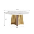 thumbnail image 4 of LovingAHome 53'' Round Faux Marble Dining Table for 6, White Sintered Stone Top with Gold Pedestal, 4 of 7