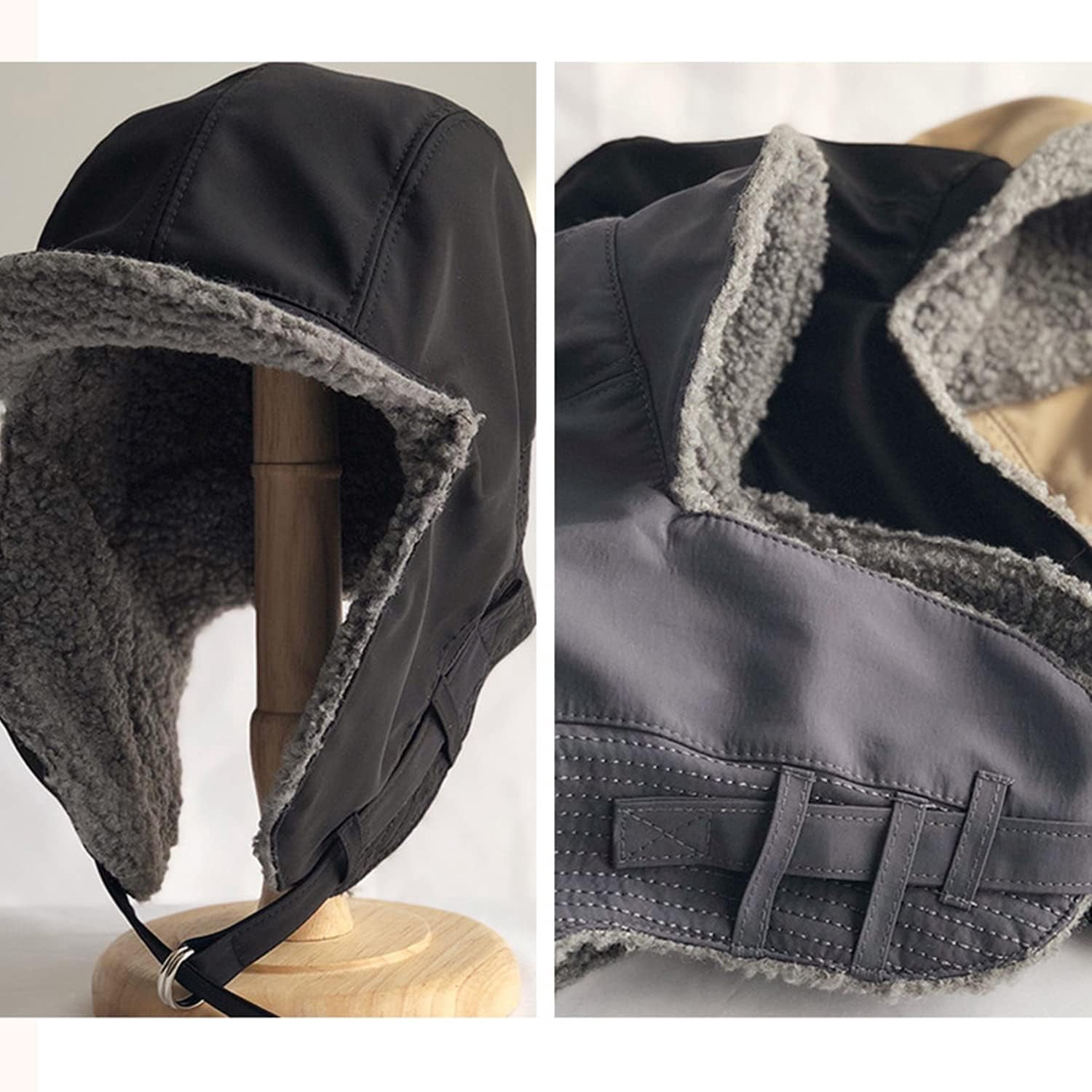 Zhengup Waterproof Trapper Hat with Brim Men Women Ushanka Hats Fleece Winter Warm Trooper Ski Hat Visor Ear Flap Hat
