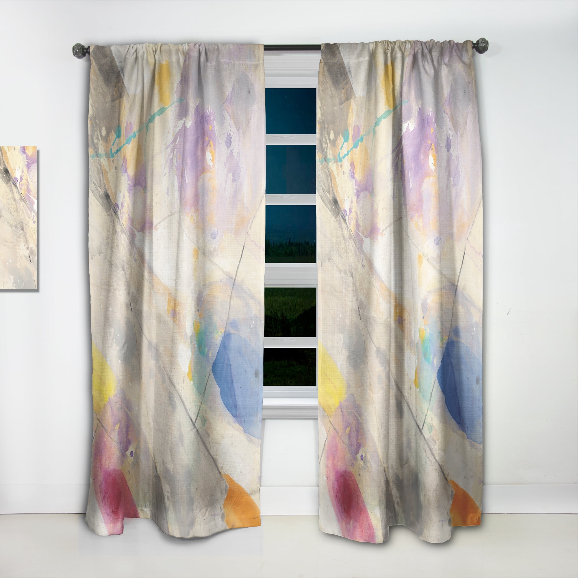 Designart 'Minimalist Spring Confetti I' Modern & Contemporary Curtain Panel