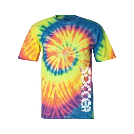 Soccer Unisex Adult Tie Dye Short Sleeve T-shirt Graphic Tee-Fluorescent-xxxl