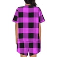 thumbnail image 3 of Picia Purple Black Buffalo Plaid Pajamas Sets for Women Soft Short-Sleeved Pjs with Lounge Shorts Two Piece Sleepwear-XX-Large, 3 of 9