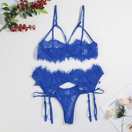 

dmqupv Womens Lingerie with Garter And Stockings Lingeries Sets Polyester Stockings for Women Lingerie plus Size Blue Small