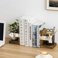 thumbnail image 3 of MyGift Office Desktop Book Support Stand, 1-Pair Arrow Design Wood Decorative Bookend, 3 of 5