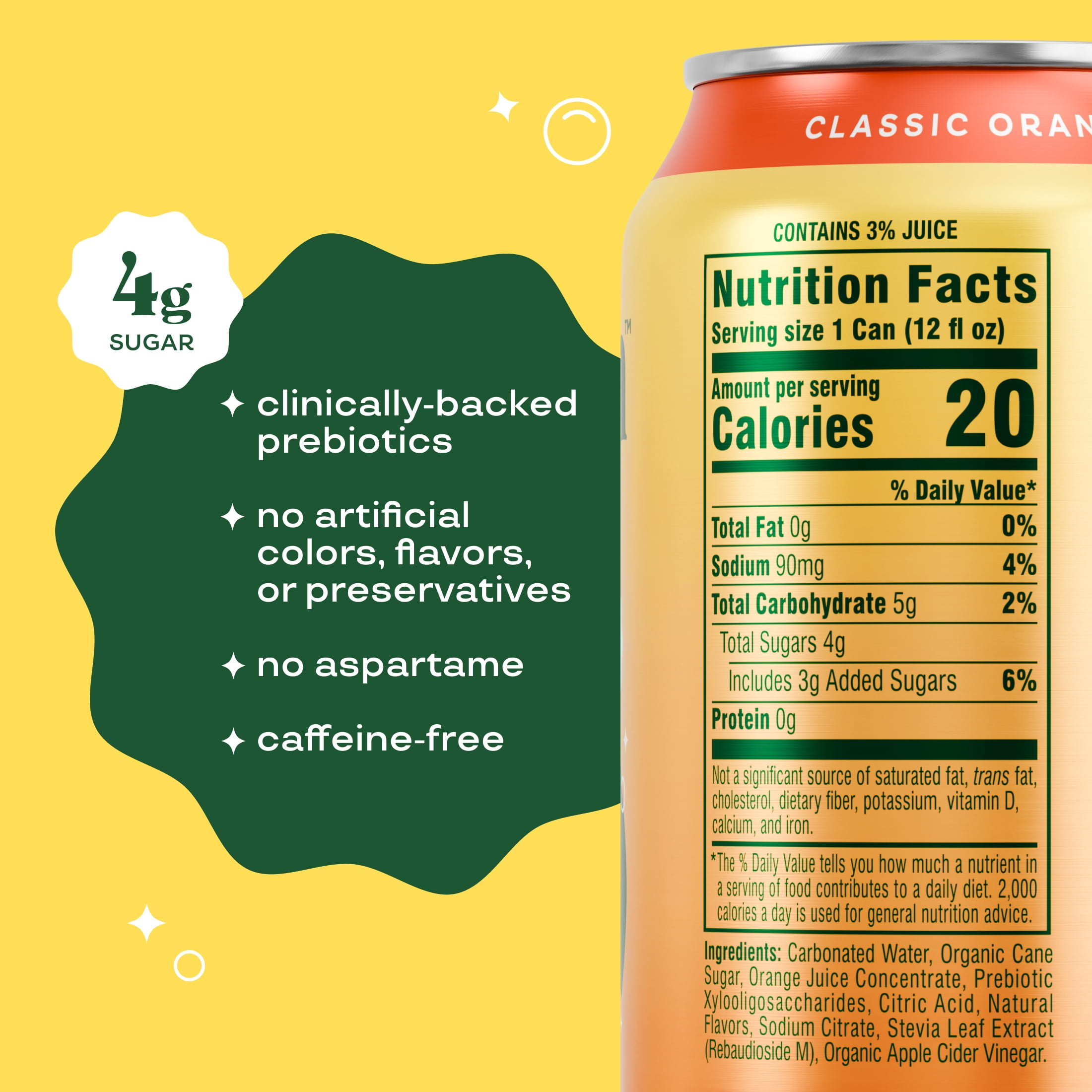 (12 pack) (12 pack) Bloom Pop Prebiotic Soda, Orange, 12 fl oz Can