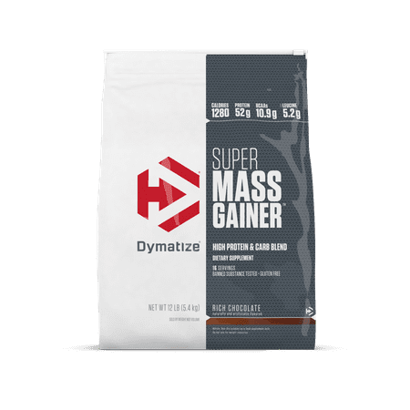 Massive Whey Gainer - Dymatize Super Mass Gainer, High Protein & Carb Blend, Rich Chocolate, 52g Protein/Serving, 12 Lb