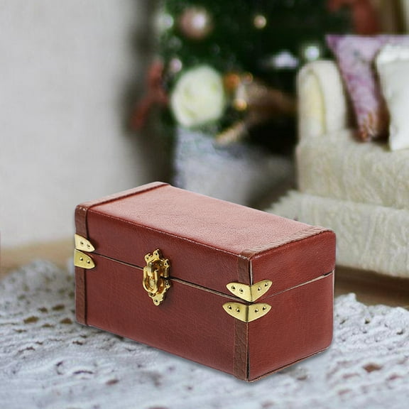SOPOTUTU Small Vintage Decorative Storage Boxes Brown Set of 2 Compact Organizer for Home Office