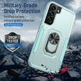 thumbnail image 2 of SamSung Galaxy S21FE mobile phone case, military grade shockproof cover pass, 15 foot drop test protective cover, with magnetic support and vehicle support（Green）, 2 of 3