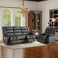 thumbnail image 4 of Ebello 3-Seater Manual Recliner Sofa Set, Overstuffed Fabric Reclining Couch with Removable Console, Cup Holders for Living Room Home Theater, Dark Gray, 4 of 7