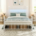 thumbnail image 3 of EnHomee Full Size Bed Frame Metal with Victorian Vintage Headboard & Footboard Metal Platform Bed Frame Full Heavy Duty Metal Bed Frame with LED Lights & Storage, Noise Free, White, 3 of 8