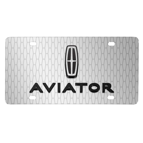 Lincoln Aviator 3D Logo on Front Grill pattern Brushed Aluminum License Plate