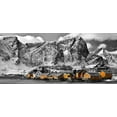thumbnail image 2 of Fischer, Rolf 14x8 Gold Ornate Wood Framed with Double Matting Museum Art Print Titled - Lofoten Reine Panorama mit gelben Hauser, 2 of 4