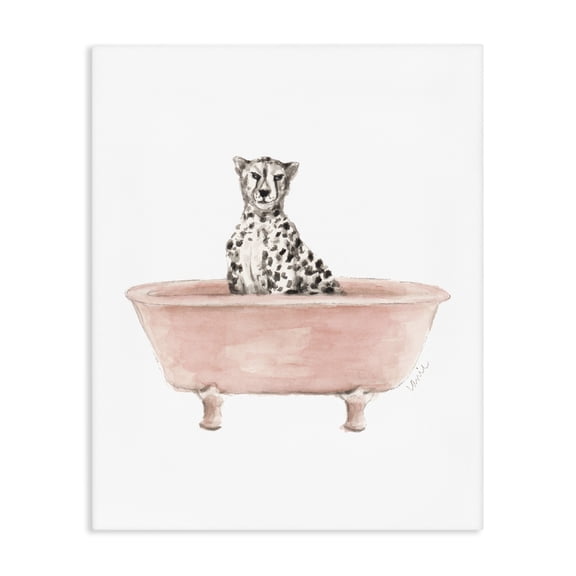 Stupell Industries Eclectic Cheetah in Pink Tub Canvas Art, 16 x 20, by Lanie Loreth