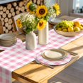 thumbnail image 4 of Pink Checkered Round 15 Inch Placemats Set of 8, Pink White Buffalo Plaid HeatResistant Non Slip Place Mats for Dining Table, Wipeable Braided Kitchen Table Mats for Housewarming, 4 of 9