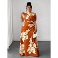 thumbnail image 5 of Plus Size Multicolor Floral Print One Shoulder Ruched Waist Maxi Dress, 5 of 7