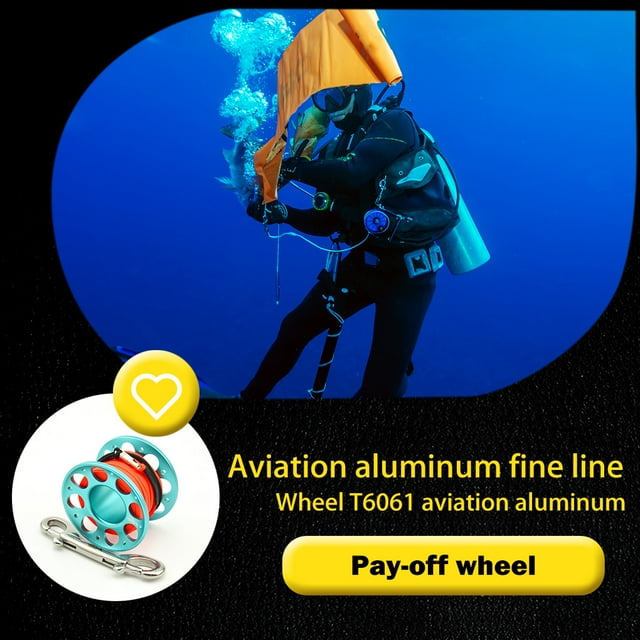 Keep Diving Spool Reel Portable Solid Color Polyester Rope Reels Freediving Fishing Underwater Accessories with Double End Hook Blue 15m